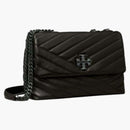Tory Burch Kira Chevron Powder Coated Small Convertible Shoulder Bag Black/silver