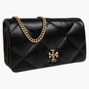Tory Burch Kira Diamond Quilt Chain Wallet Black