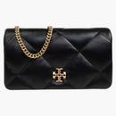 Tory Burch Kira Diamond Quilt Chain Wallet Black