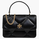 Tory Burch Kira Diamond Quilt Mini Top Handle Chain Wallet Black