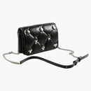 Tory Burch Kira Multi Clover Diamond Quilt Chain Wallet Black