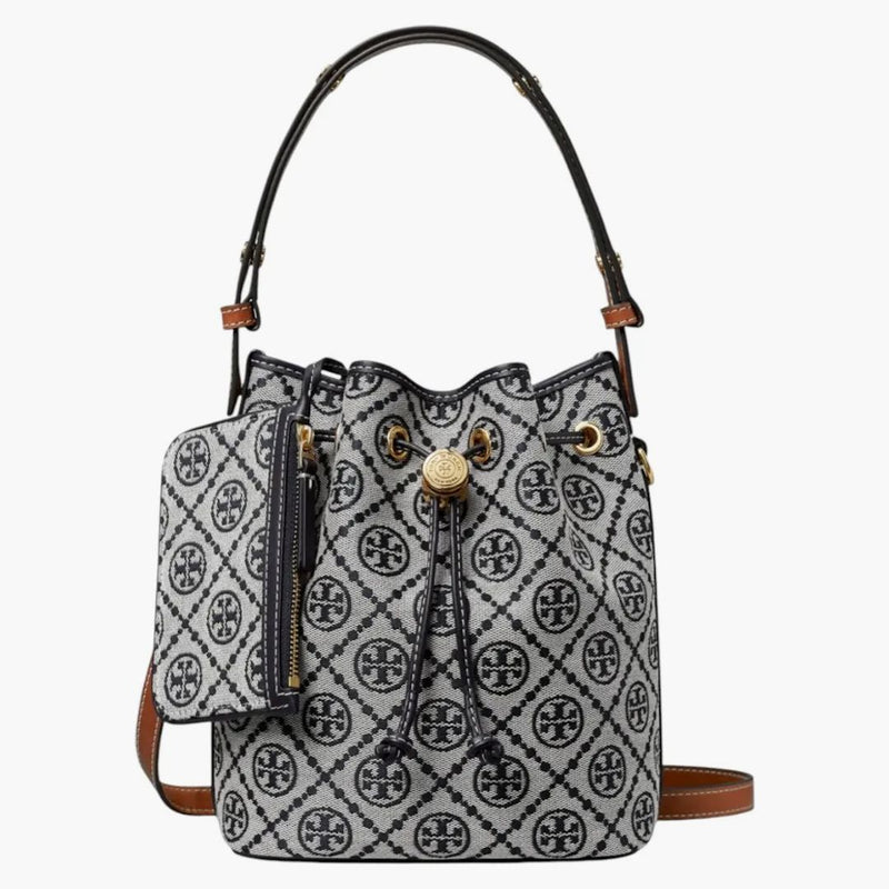 Tory Burch T Monogram Bucket Bag Navy