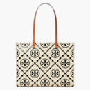 Tory Burch T Monogram Contrast Embossed Tote Black/white