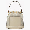 Tory Burch T Monogram Embossed-logo Bucket Bag Almond White