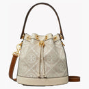 Tory Burch T Monogram Embossed-logo Bucket Bag Almond White