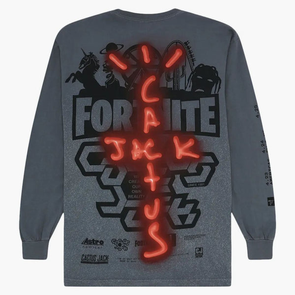 Travis Scott Back Bling L/s Tee Washed Grey