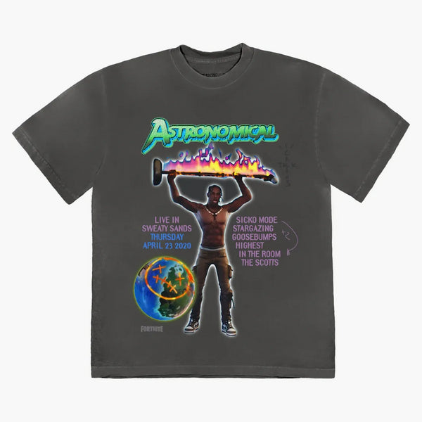 Tričko Travis Scott Back Bling Washed Black