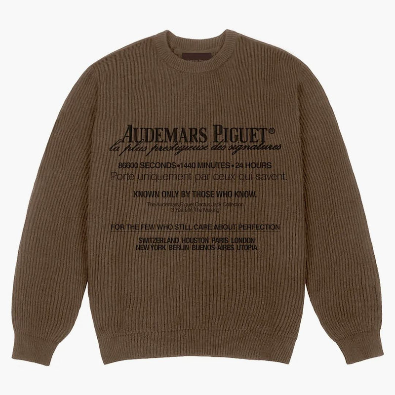 Travis Scott CJ x Audimars Piguet pletený svetr hnědý