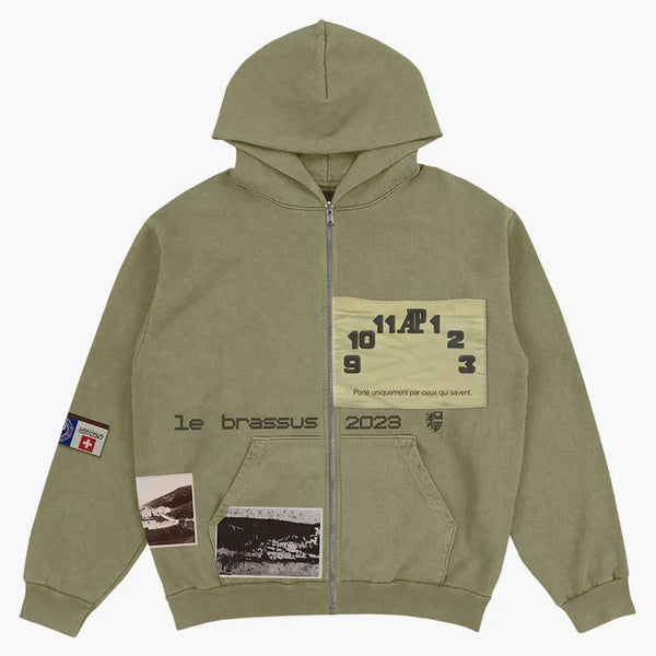 Travis Scott Cj X Audemars Piguet Le Brassus Zip Up Hoodie Khaki Brown