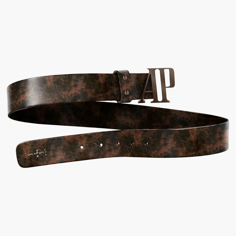 Travis Scott CJ x Audimars Piguet Logo Kožený pás hnědý