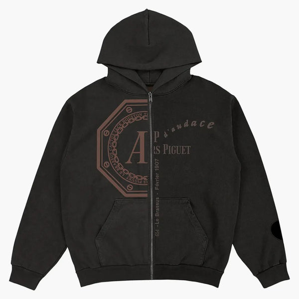 Travis Scott CJ X Audemars Piguet Split Logo Zip Up Hoodie Negru