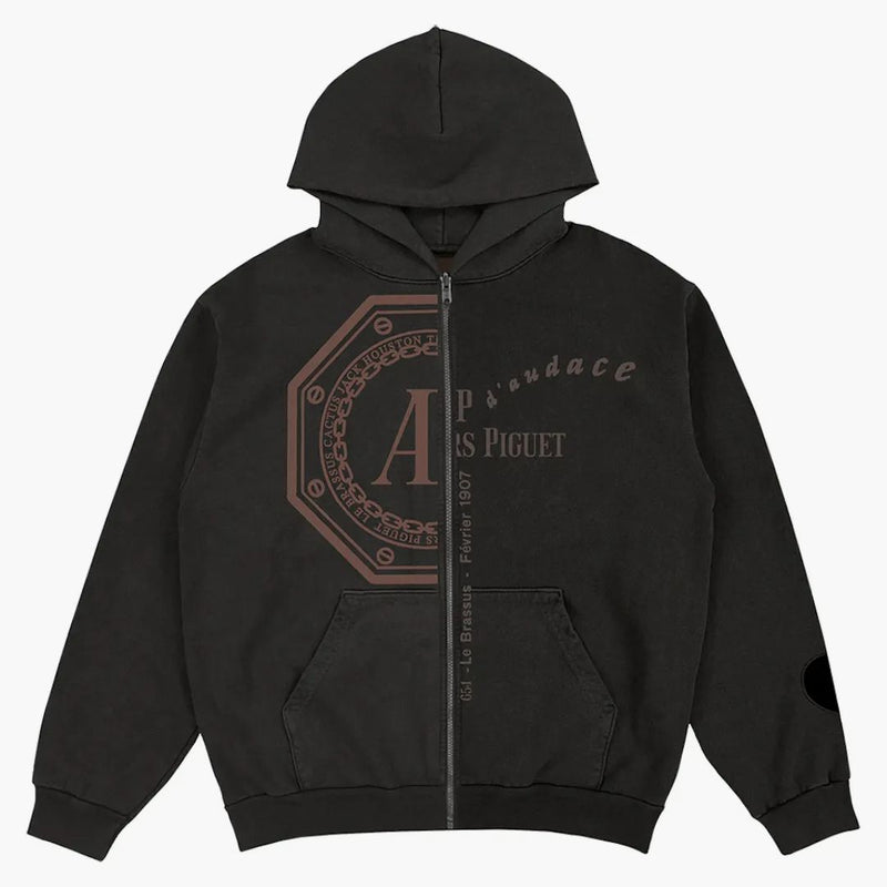 Travis Scott CJ x Audimars Piguet Split Logo Zip Up Hoodie Black