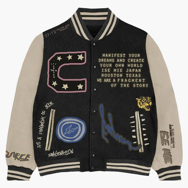 Travis Scott Cactus Jack For Fragment Manifest Letterman Jacket Brown/cream