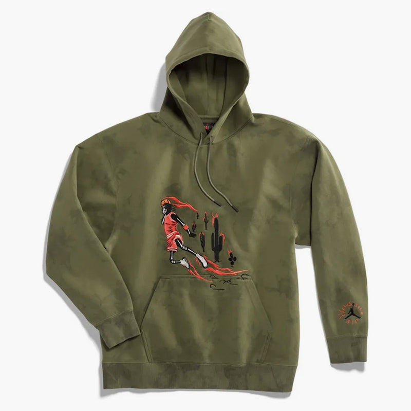 Travis Scott Jordan umyl semišovou kapuci olive