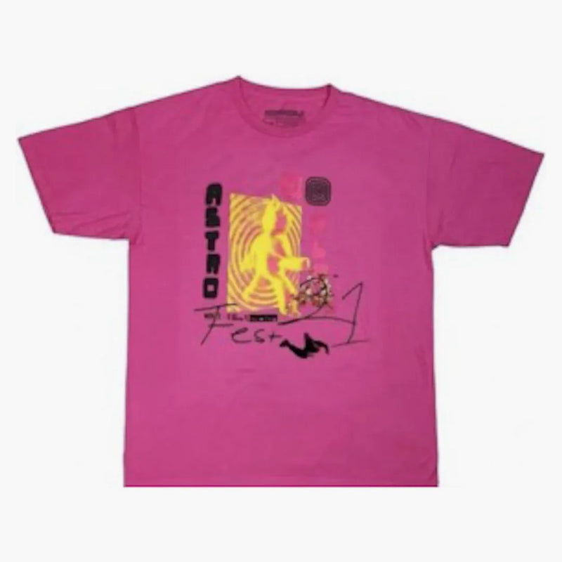 Travis Scott Druhé boční tričko růžové
