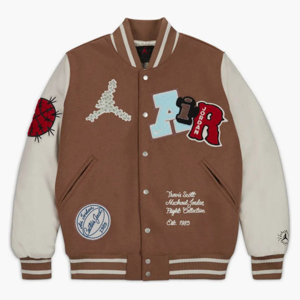 Travis Scott X Jordan Varsity Jacket (asia Sizing) Antique Brown