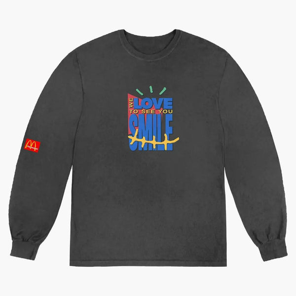 Tričko Travis Scott X McDonald's Smile L/s Brethed Black