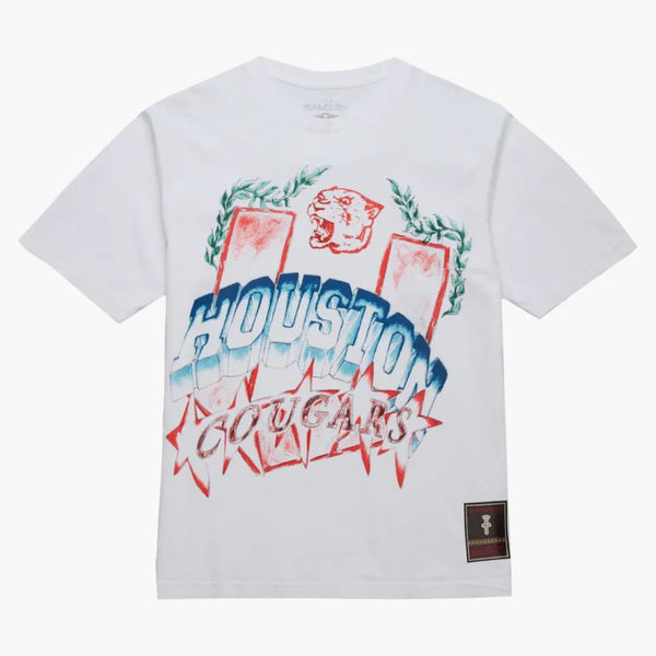 Travis Scott X Mitchell & Ness Houston Cougars Hand-drawn T-shirt White