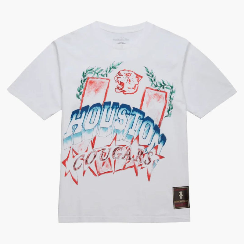 Travis Scott X Mitchell & Ness Houston Cougars Hand-drawn T-shirt White
