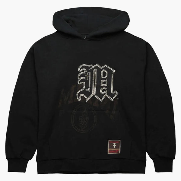 Travis Scott X Mitchell & Ness Miami Hurricanes Overlap Pullover Hoodie Black