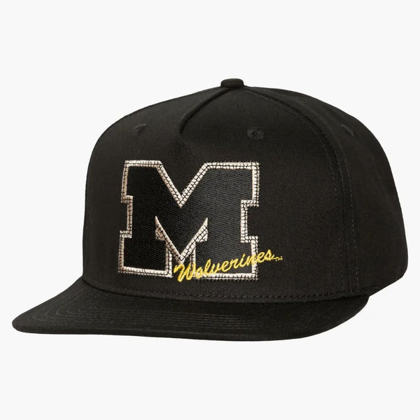 Travis Scott X Mitchell & Ness Michigan Wolverines Snapback Hat Black