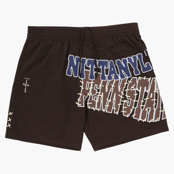 Travis Scott x Mitchell y Ness Penn State Nittany Lions Basketball Shorts Brown