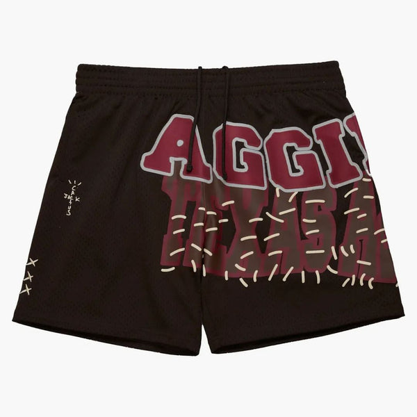 Travis Scott X Mitchell & Ness Texas A&m Aggies Basketball Shorts Brown