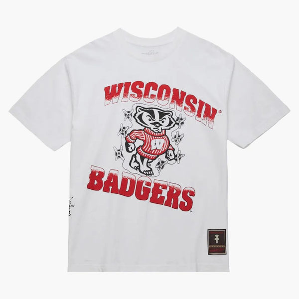 Travis Scott X Mitchell & Ness Wisconsin Badgers Hand-drawn T-shirt White