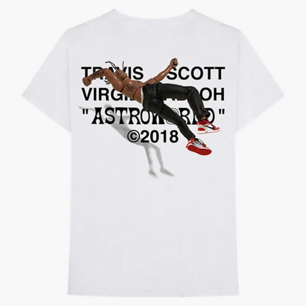 Travis Scott X Virgil Abloh od vlákna (Off-White AJ1 Version) Tee White