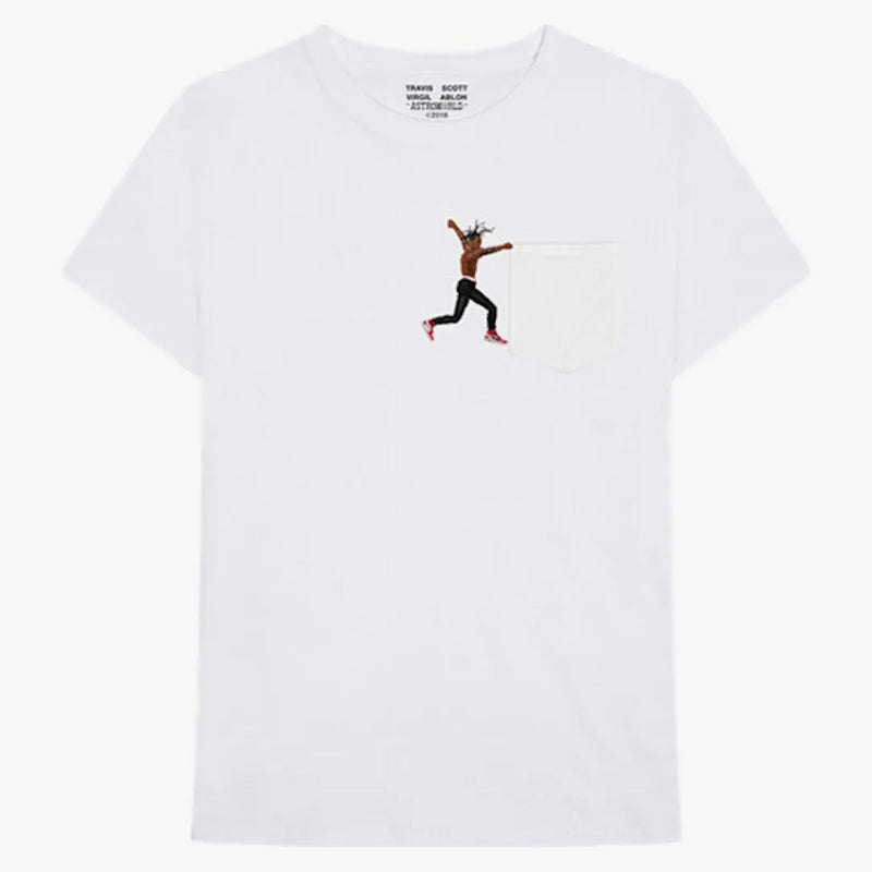 Travis Scott X Virgil Abloh od vlákna (Off-White AJ1 Version) Tee White