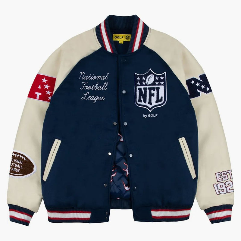 Tyler, skaparen Golf Wang X NFL Letterman Jacket Navy