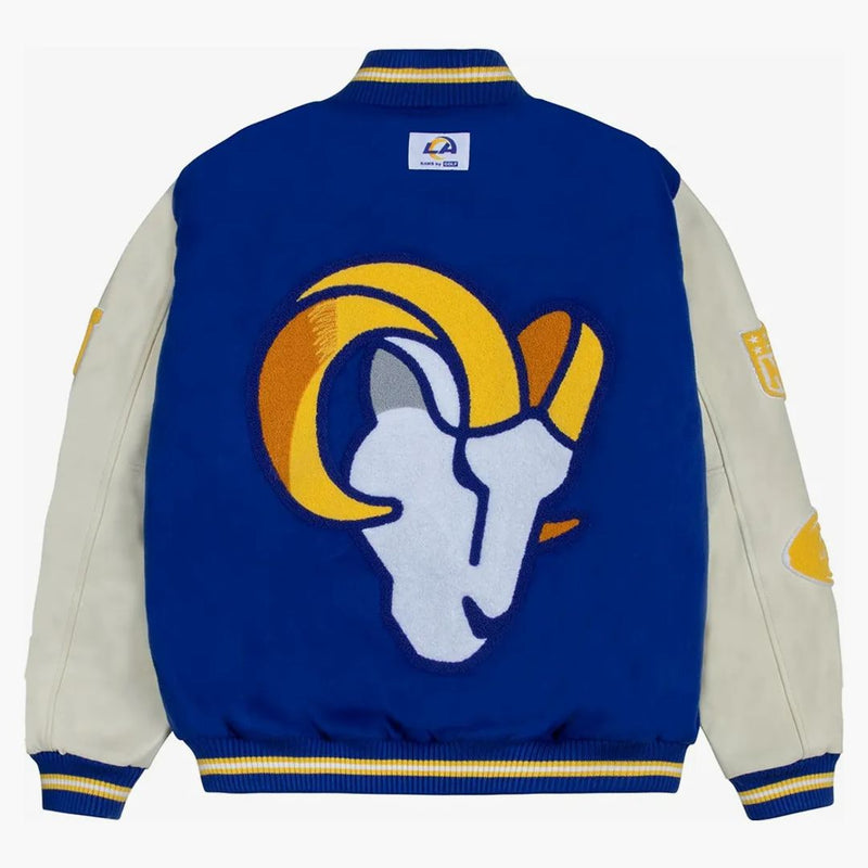 Tyler, skaparen Golf Wang X NFL Rams Letterman Jacket Royal Blue