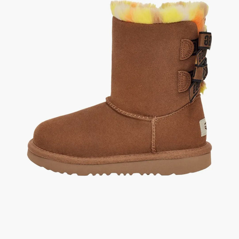 Ugg Bailey Bow Plaid Punk Boot Chestnut (Toddler)