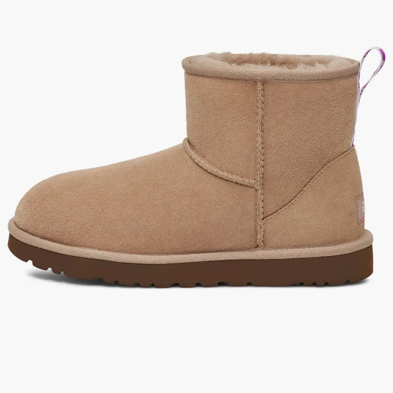 Ugg Classic Mini Ii Graphic Logo Boot Beige Pink (women's)