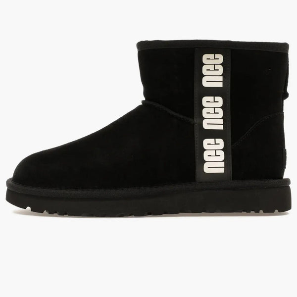 Ugg Classic Mini Side Logo Boot Black White (Dámské)