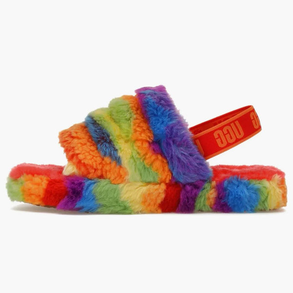 Ugg Fluff Yeah Slide Rainbow Stripes (Kids)