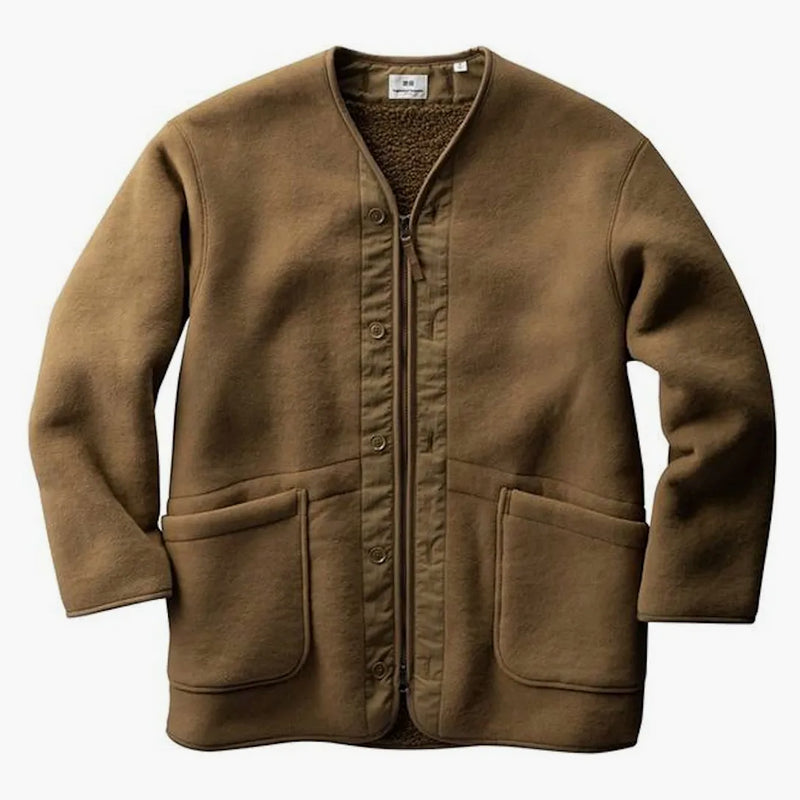Uniqlo x Engineered Garms Fleece Collarless Coat (USA Sizing) Brown