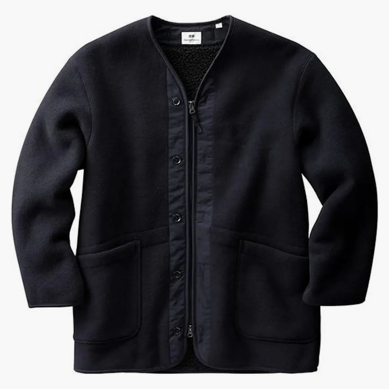 Uniqlo X Engineered Garments Fleece Collarless Coat (us Sizing) Navy