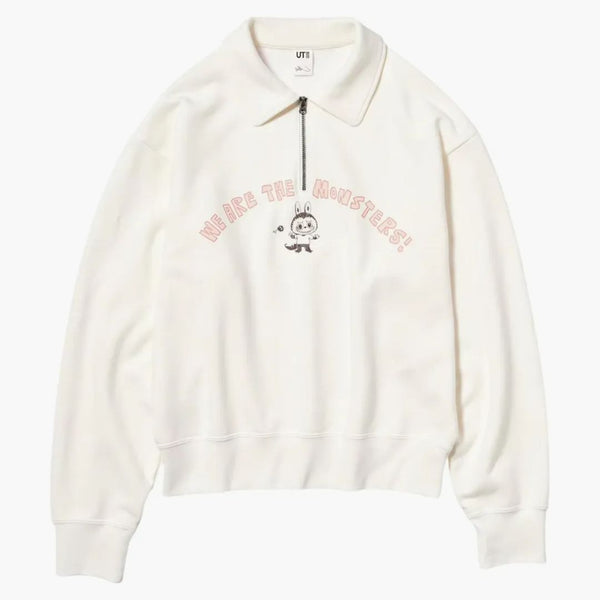 Uniqlo X Pop Mart The Monsters Women's Half-zip Sweatshirt Off White