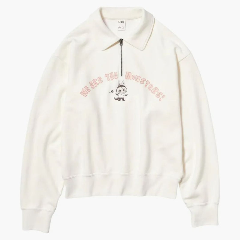 Uniqlo X Pop Mart The Monsters Women's Half-zip Sweatshirt Off White