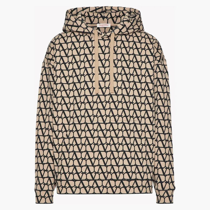 Valentino Allover logo hoodie beige/svart