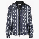 Valentino allover logo zip giacca blu navy/bianco