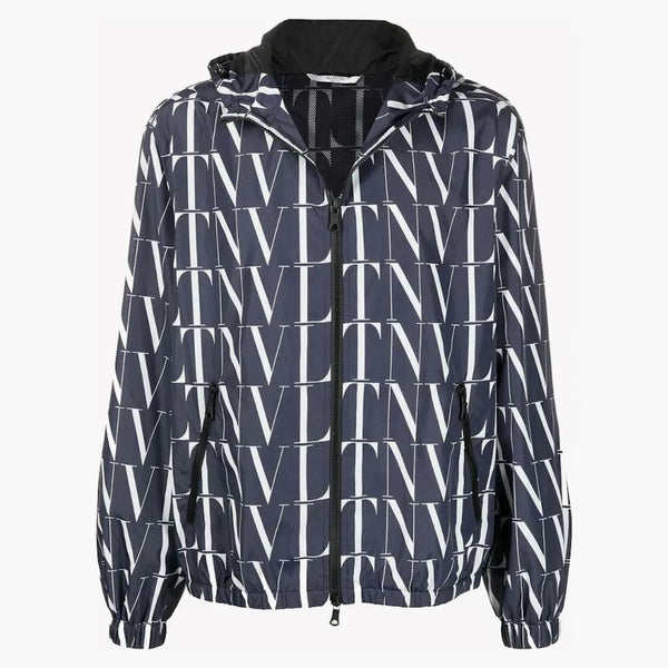 Logo Valentino Allover Zip Up bunda námořnictvo/bílá