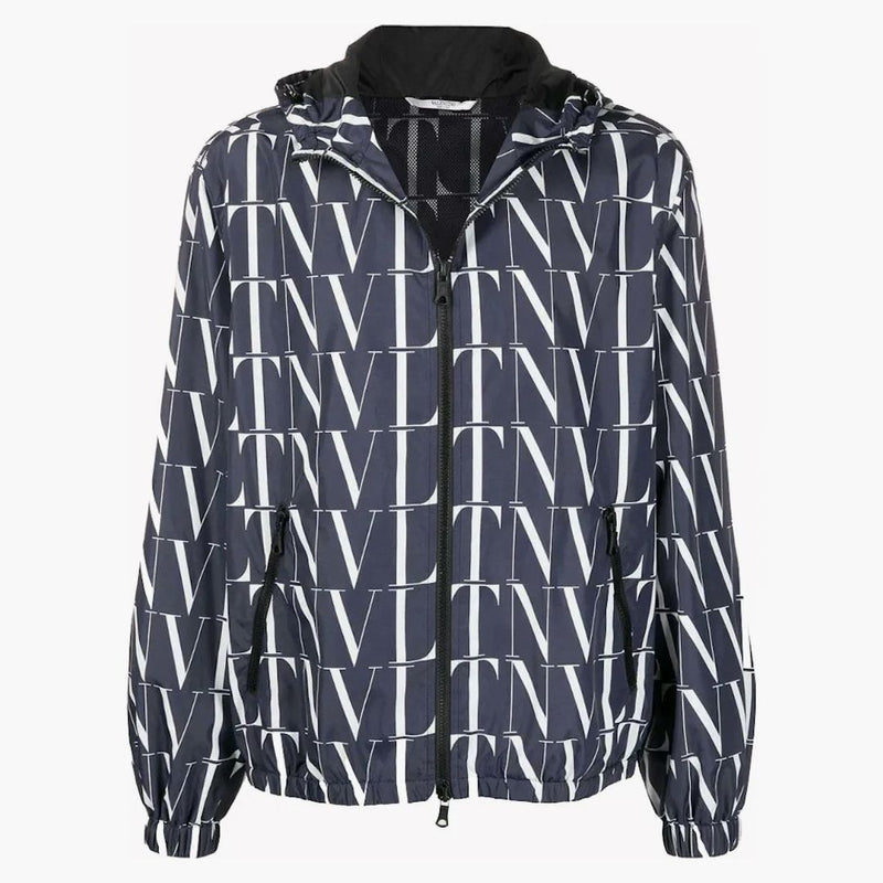Logo Valentino Allover Zip Up bunda námořnictvo/bílá