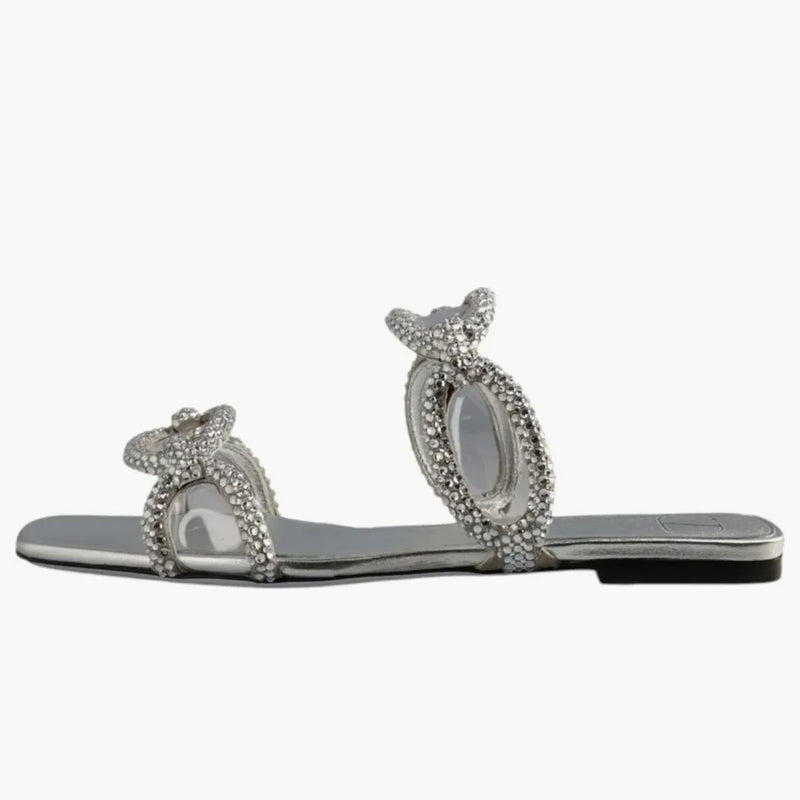 Valentino řetězec zdobené Slip-on Sandals Silver (Dámské)
