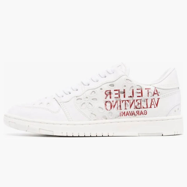 Valentino Garavani Leather Graphic Print White Red (Dámské)