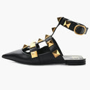 Valentino Garavani Roman Stud Calfskin Low Ballet Flat Black (Women's)