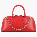 Valentino Leather Rockstud East-West Handbag Red