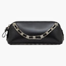 Valentino Mini Rockstud Shiny Calfskin Clutch Black