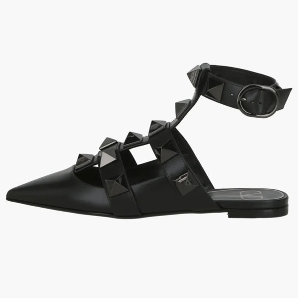 Valentino Roman Stud Ballerina Flats Black (Dámské)